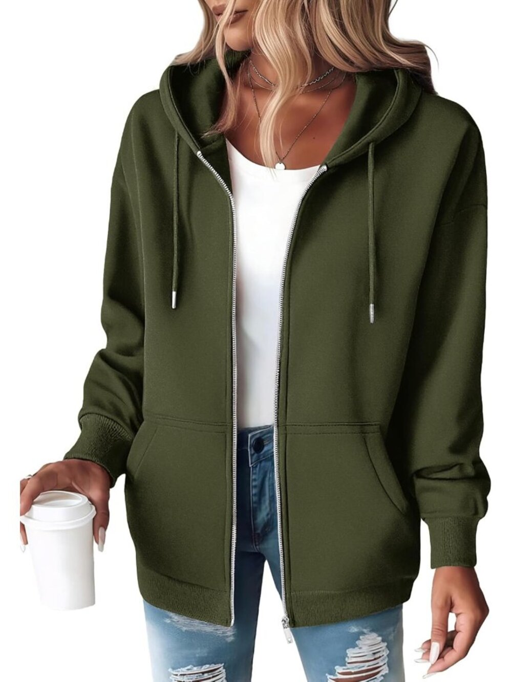Cozy Oversized Zip-Up Hoodie for Women | Fleece Sweatshirt Jacket for All